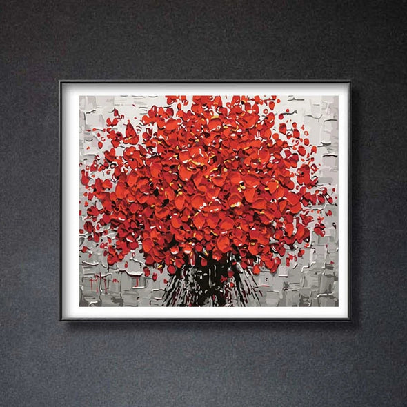 Coral Red Petals - Pictură pe numere - Pictorul Fericit