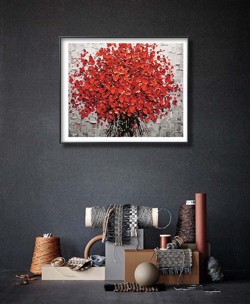 Coral Red Petals - Pictură pe numere - Pictorul Fericit