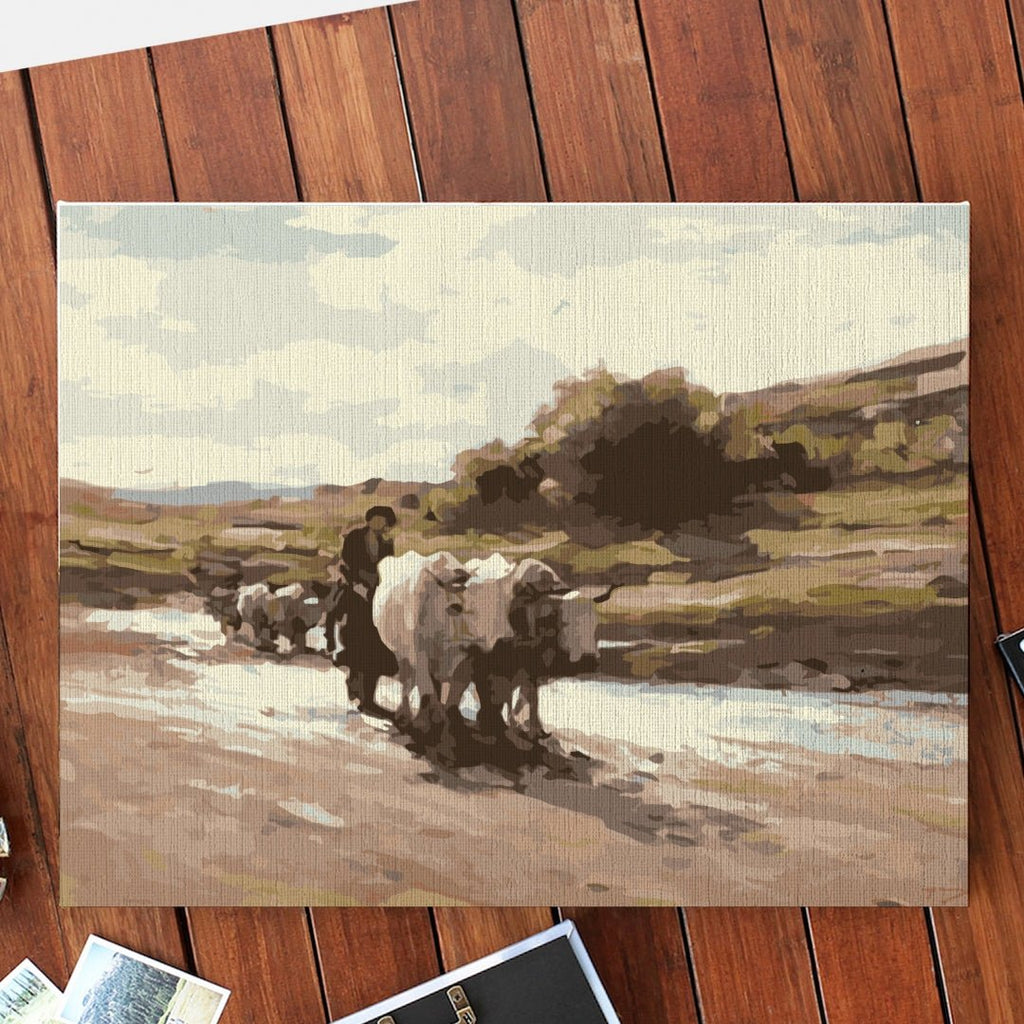 Cows on the hill (Car cu boi)- Pictură pe numere - Pictorul Fericit