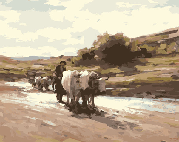 Cows on the hill (Car cu boi)- Pictură pe numere - Pictorul Fericit
