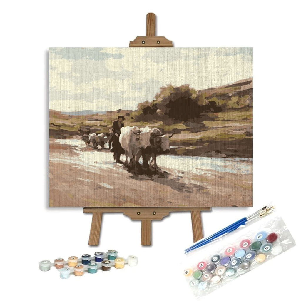 Cows on the hill (Car cu boi)- Pictură pe numere - Pictorul Fericit