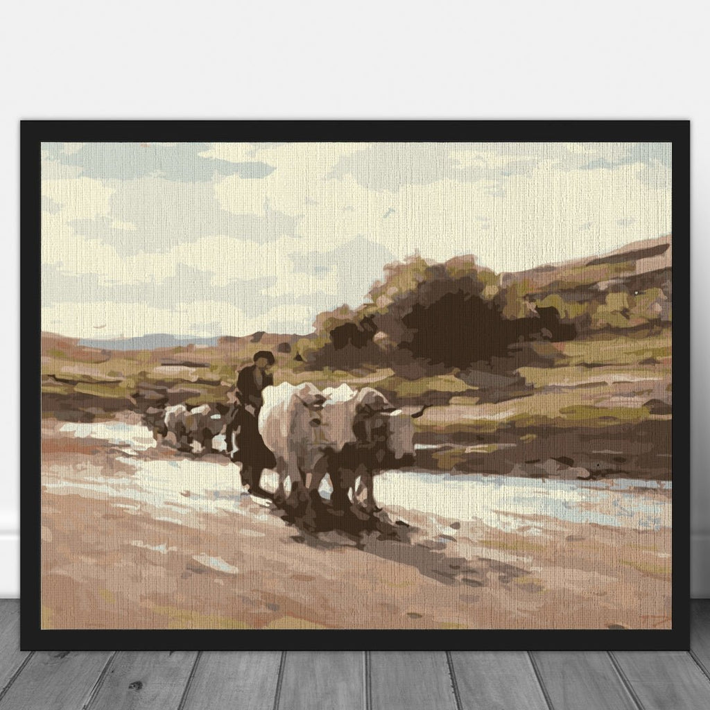 Cows on the hill (Car cu boi)- Pictură pe numere - Pictorul Fericit