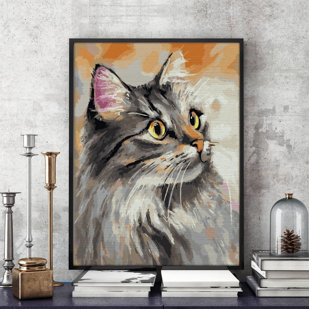 Fluffy cat - Pictură pe numere - Pictorul Fericit