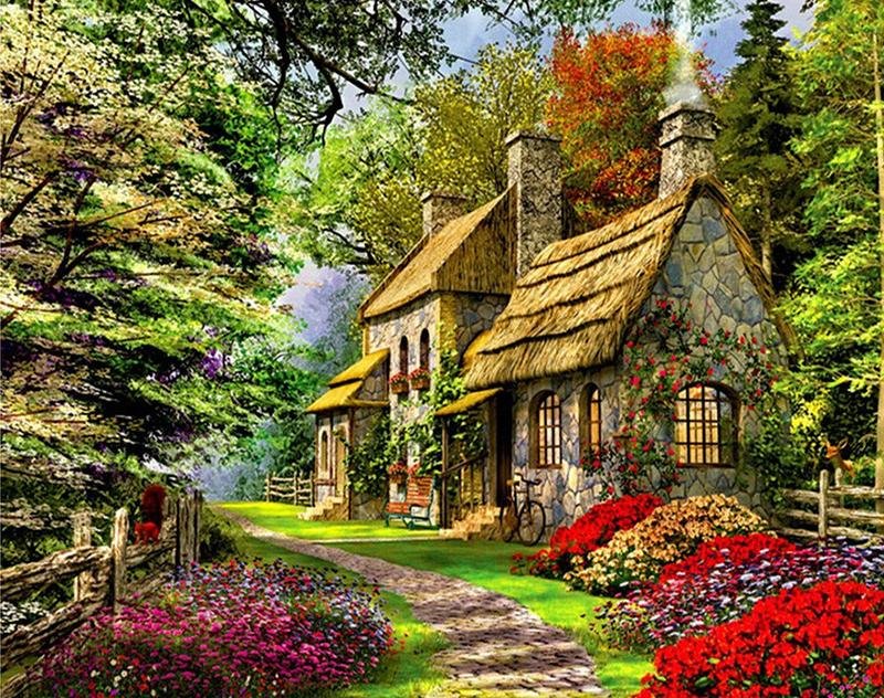 IDYLLIC HOUSE - Pictură pe numere - Pictorul Fericit