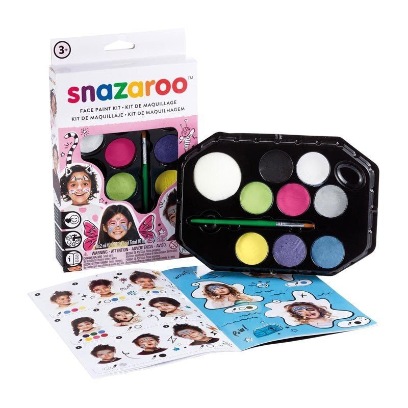 Kit pictură pe față, pentru fete, 8 culori și pensulă, 3 ani+ Snazaroo - Pictorul Fericit