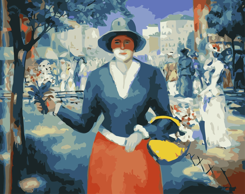 Lady in the street (Flowergirl) - Pictură pe numere - Pictorul Fericit