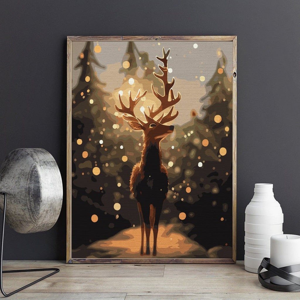 Moonlight reindeer - Pictură pe numere - Pictorul Fericit