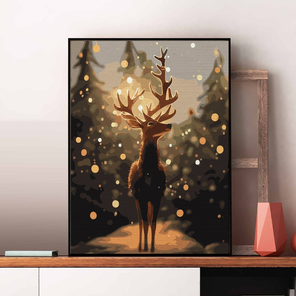 Moonlight reindeer - Pictură pe numere - Pictorul Fericit