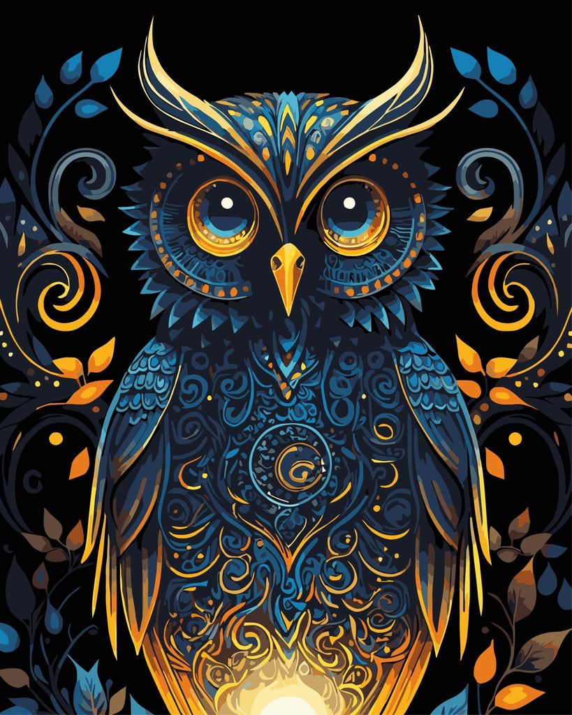 Mystical owl - Pictură pe numere - Pictorul Fericit