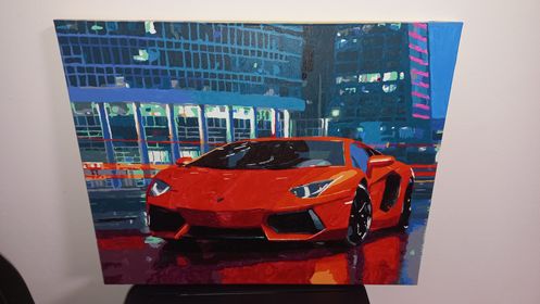 Red Lamborghini - Pictură pe numere - Pictorul Fericit