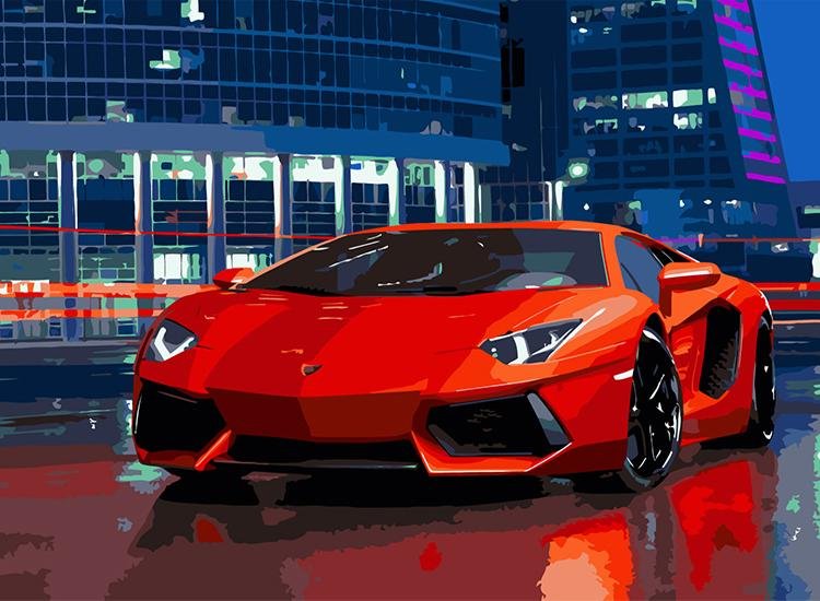 Red Lamborghini - Pictură pe numere - Pictorul Fericit
