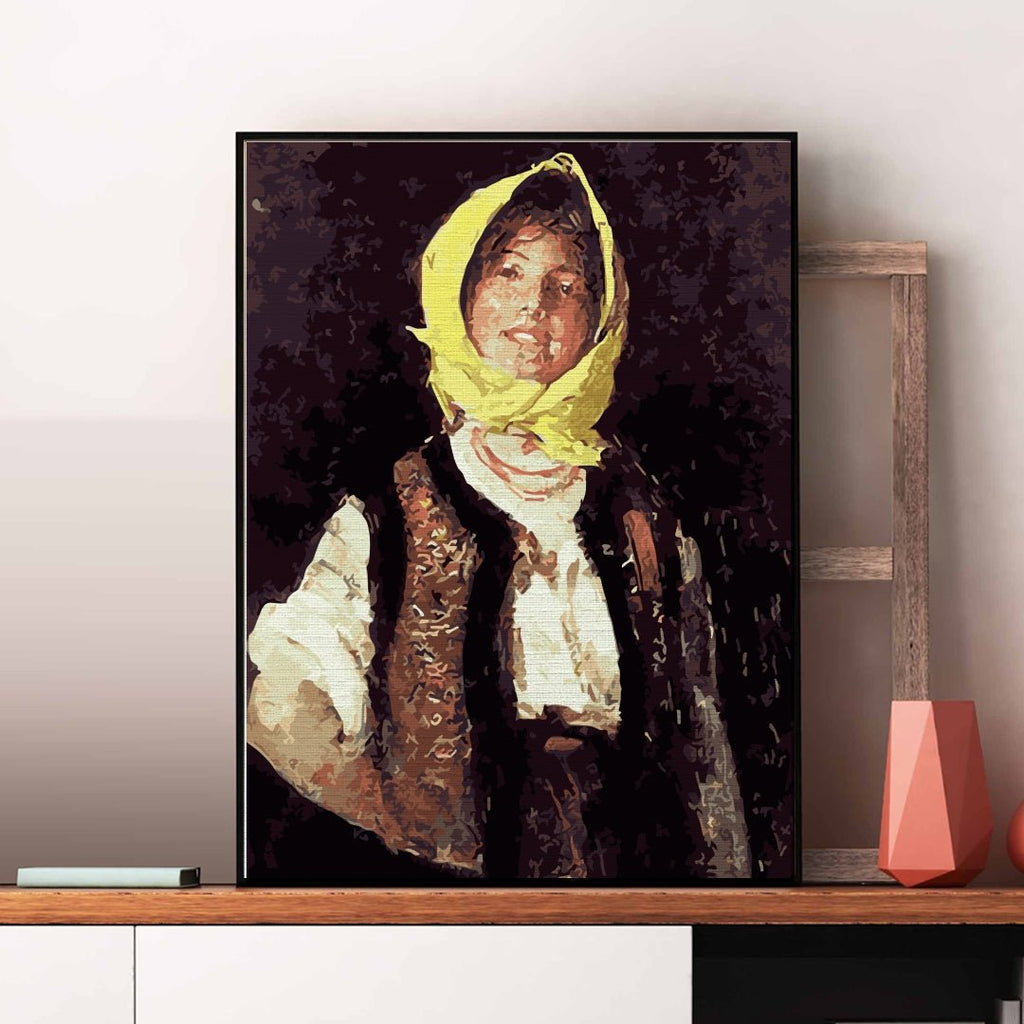 Romanian traditional costume (Țărancă voioasă) - Pictură pe numere - Pictorul Fericit