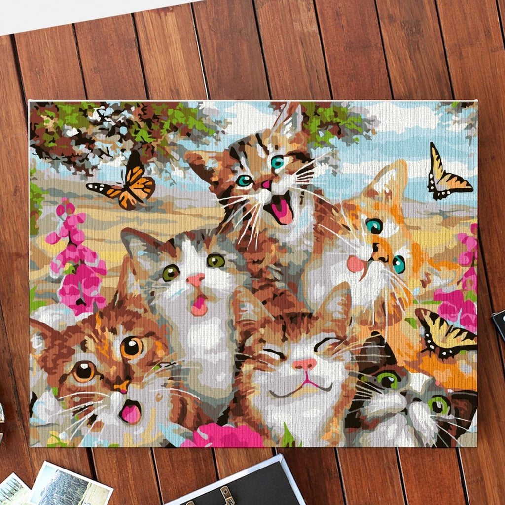 Selfie Cats - Pictură pe numere - Pictorul Fericit