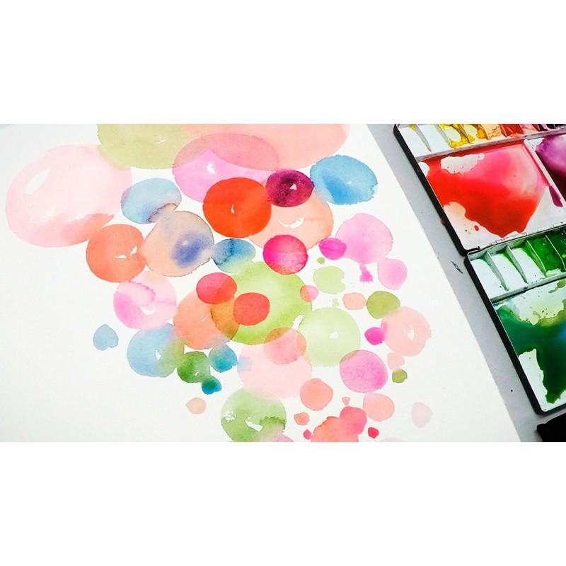 Set 7 pensule, pictură acuarelă, fir sintetic, mâner lemn, Atelier - Pictorul Fericit