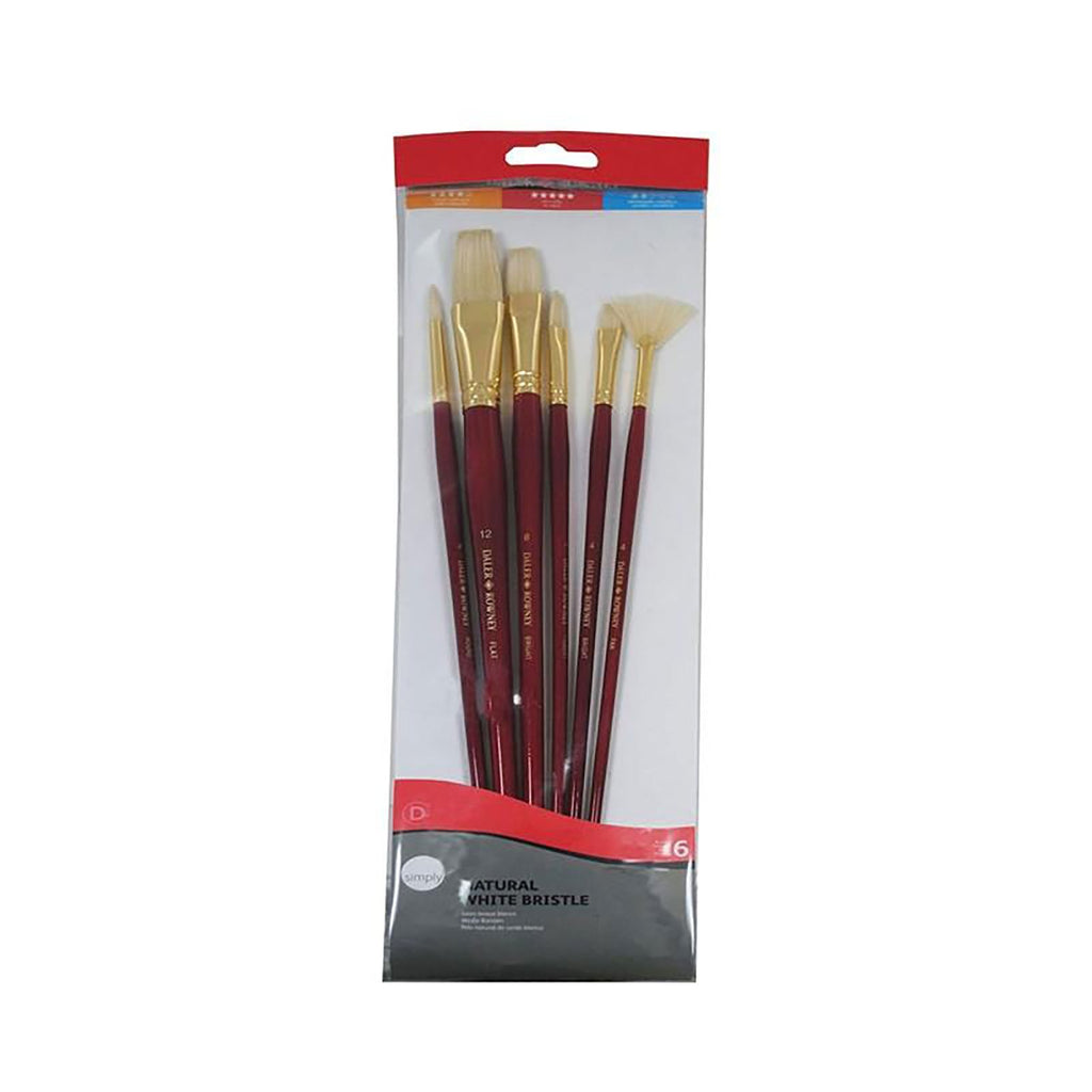 Set de 6 pensule ulei, păr de porc, mâner lemn, Simply Daler Rowney - Pictorul Fericit