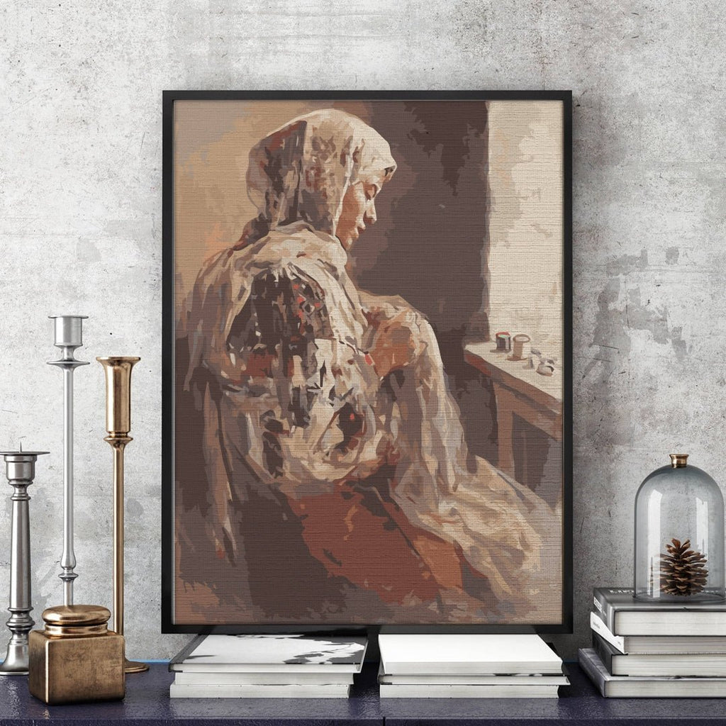 Sewing (Ţărăncuţă cosând) - Pictură pe numere - Pictorul Fericit