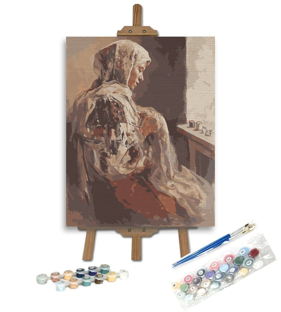 Sewing (Ţărăncuţă cosând) - Pictură pe numere - Pictorul Fericit