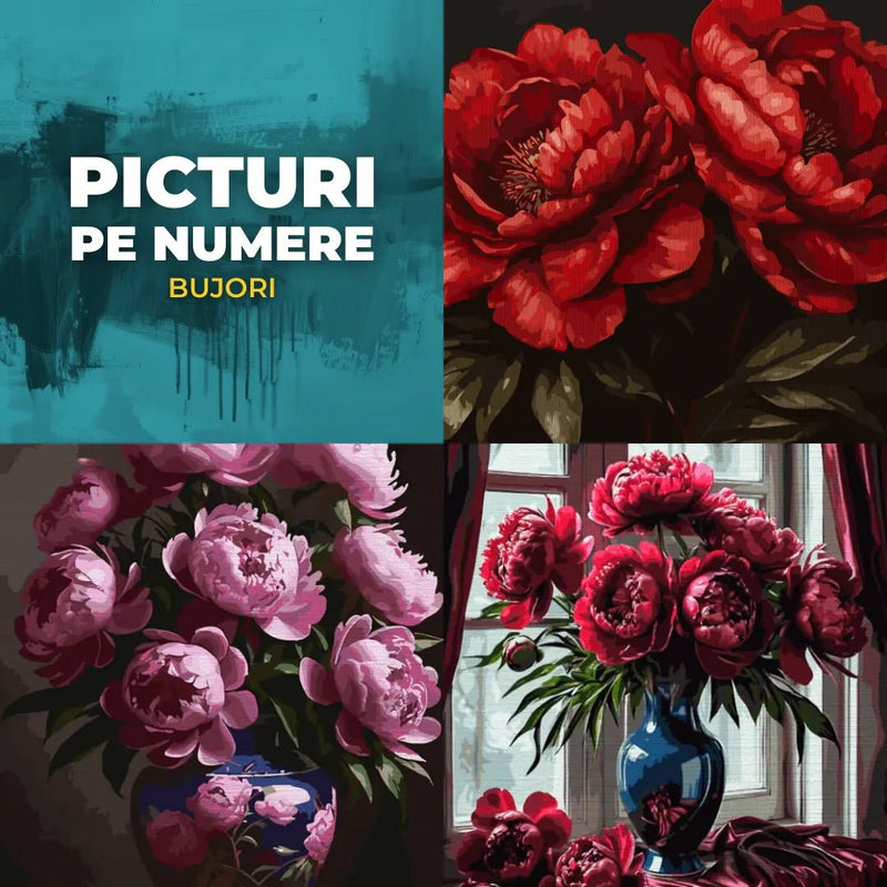 Picturi pe numere cu bujori