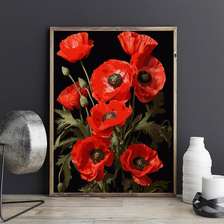 Buchet de maci (Bouquet of poppies) - Pictură pe numere - Pictorul Fericit