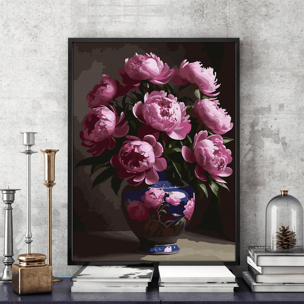 Bujori roz - Pictură pe numere - Pictorul Fericit