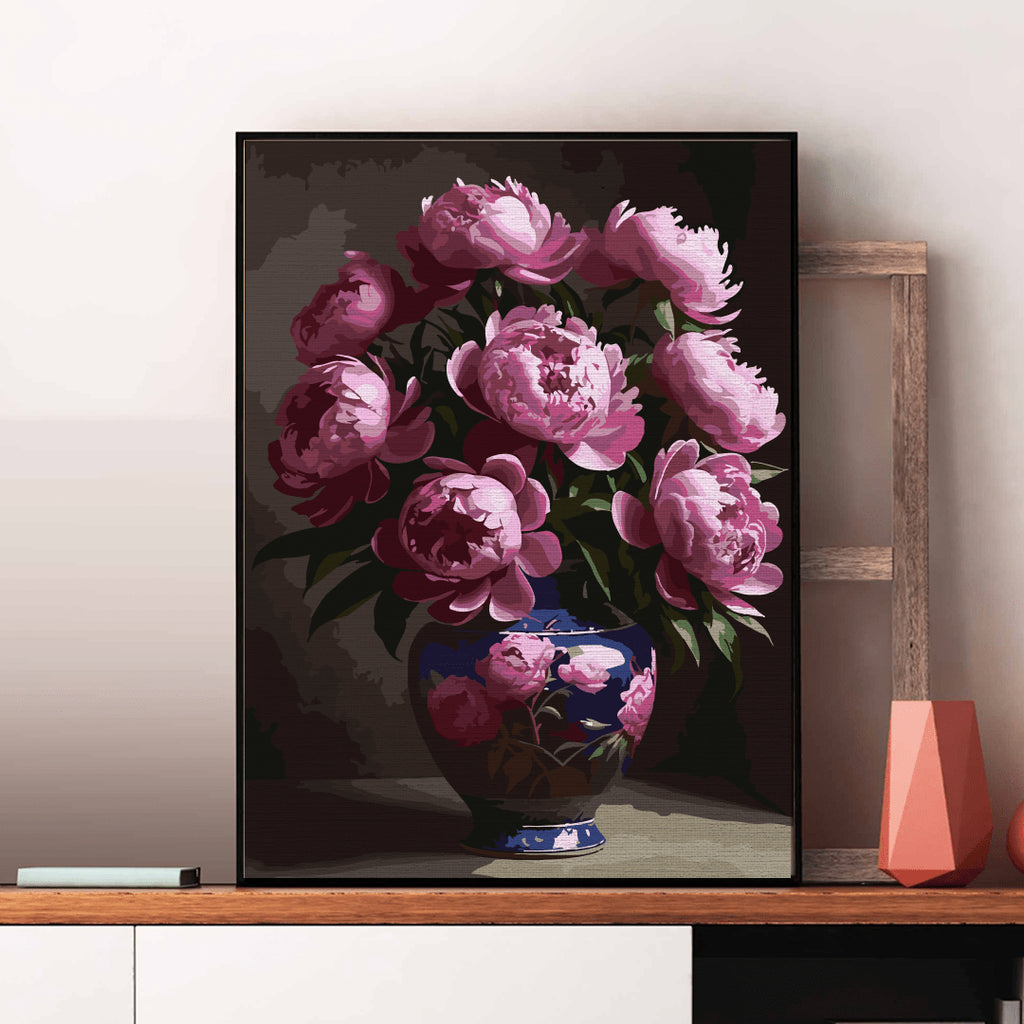 Bujori roz - Pictură pe numere - Pictorul Fericit