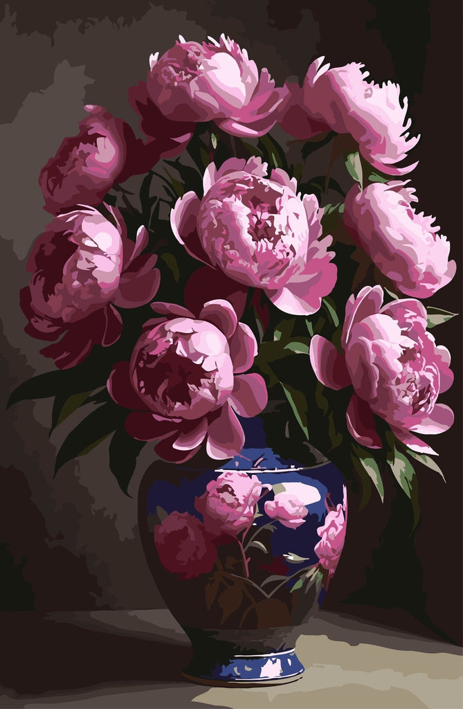 Bujori roz - Pictură pe numere - Pictorul Fericit