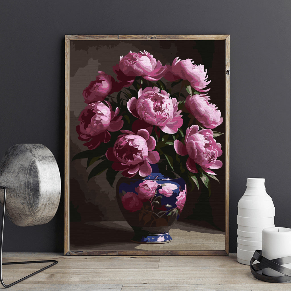 Bujori roz - Pictură pe numere - Pictorul Fericit