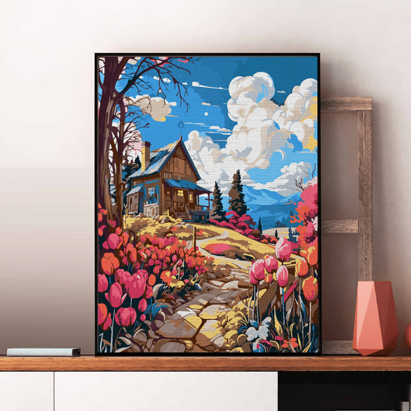 Cabană în natură - Pictură pe numere - Pictorul Fericit