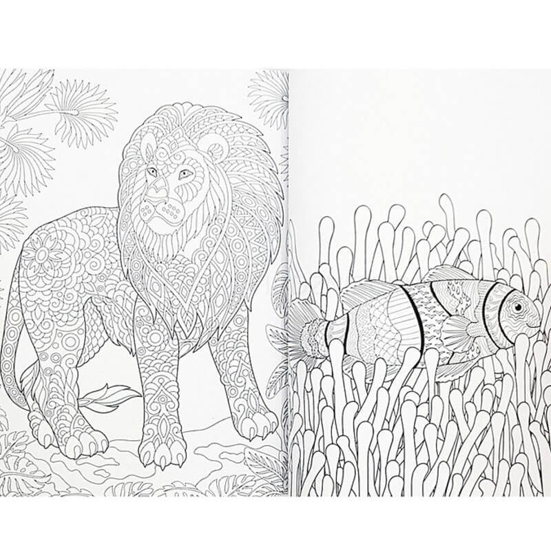 Carte de colorat pentru copii și adulți Grafix, model animale, 72 coli, 144 modele - Pictorul Fericit