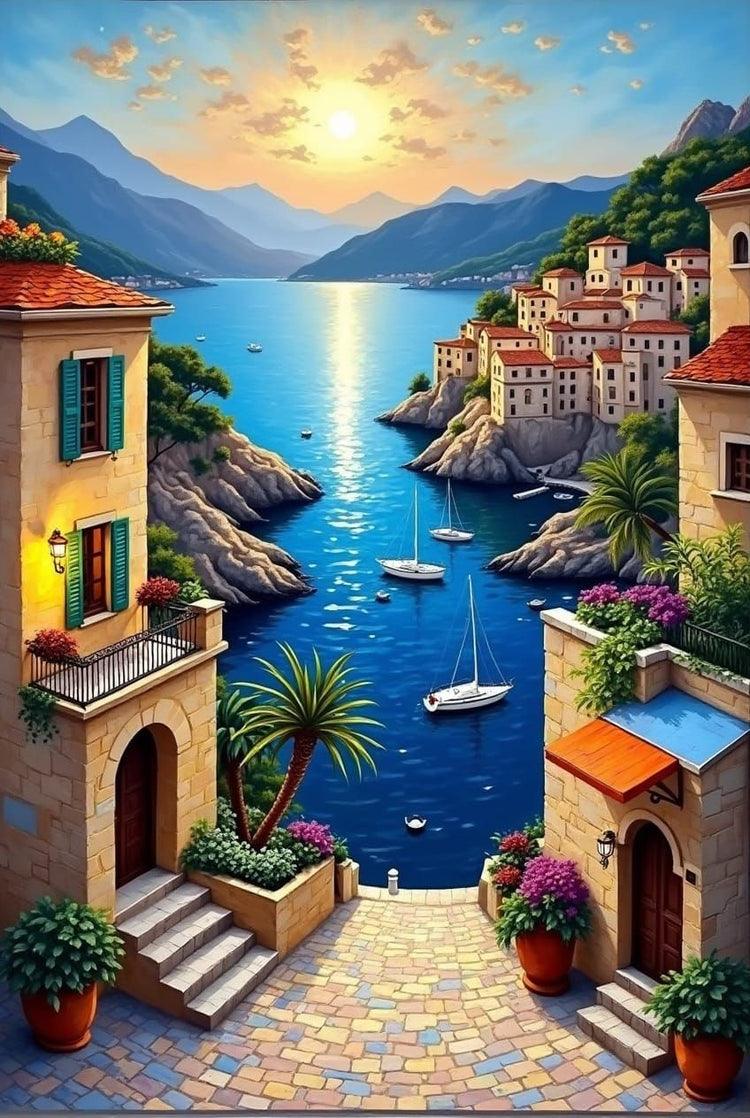 Coasta Amalfi - Pictură pe numere - Pictorul Fericit