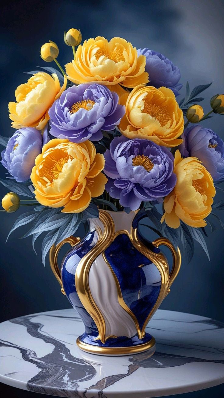 Contrast floral - Pictură pe numere - Pictorul Fericit