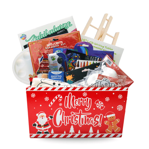 Coș cadou pentru copii 3 - 8 ani, activități creative de Craciun (16 produse) - Pictorul Fericit
