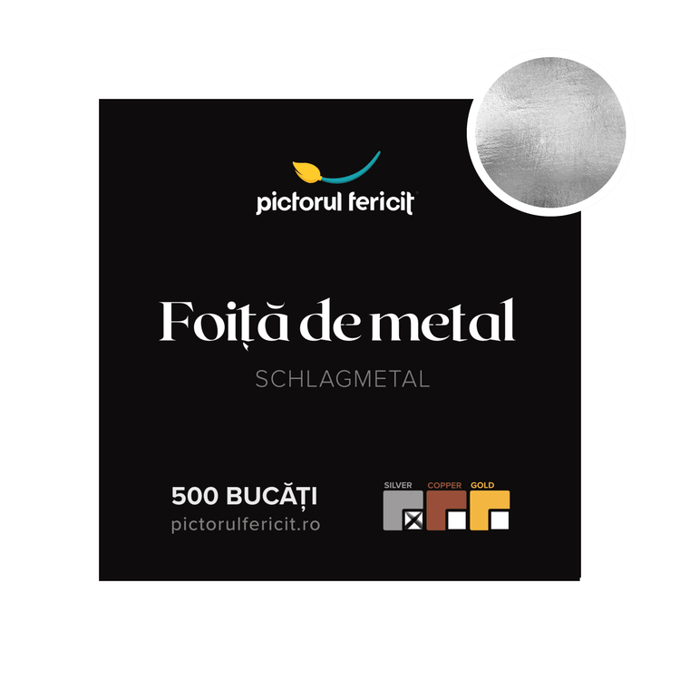 Foiță argint imitație schlagmetal, 16x16 cm - Pictorul Fericit