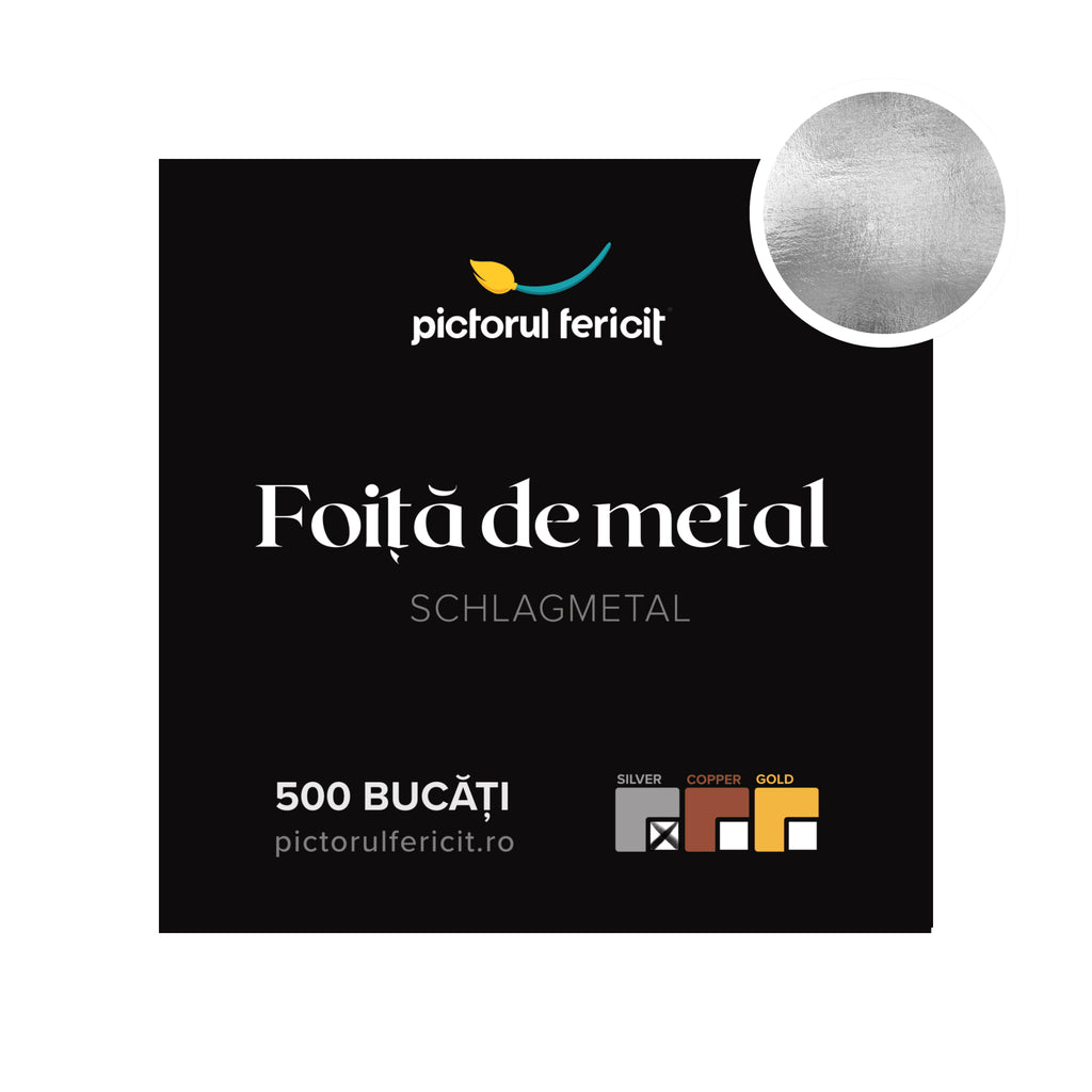 Foiță argint imitație schlagmetal, 16x16 cm - Pictorul Fericit