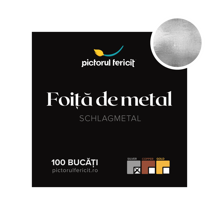 Foiță argint imitație schlagmetal, 16x16 cm - Pictorul Fericit