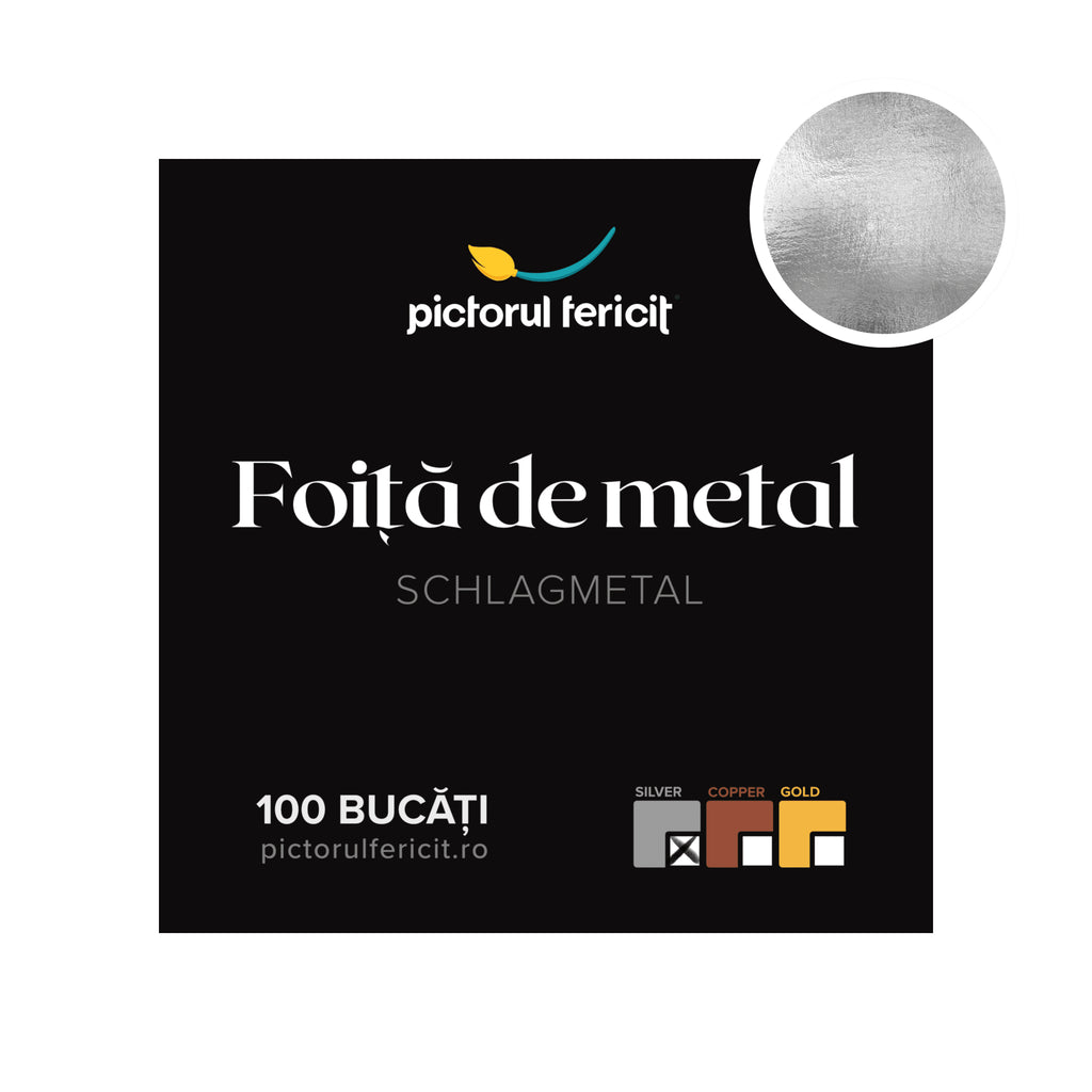 Foiță argint imitație schlagmetal, 16x16 cm - Pictorul Fericit