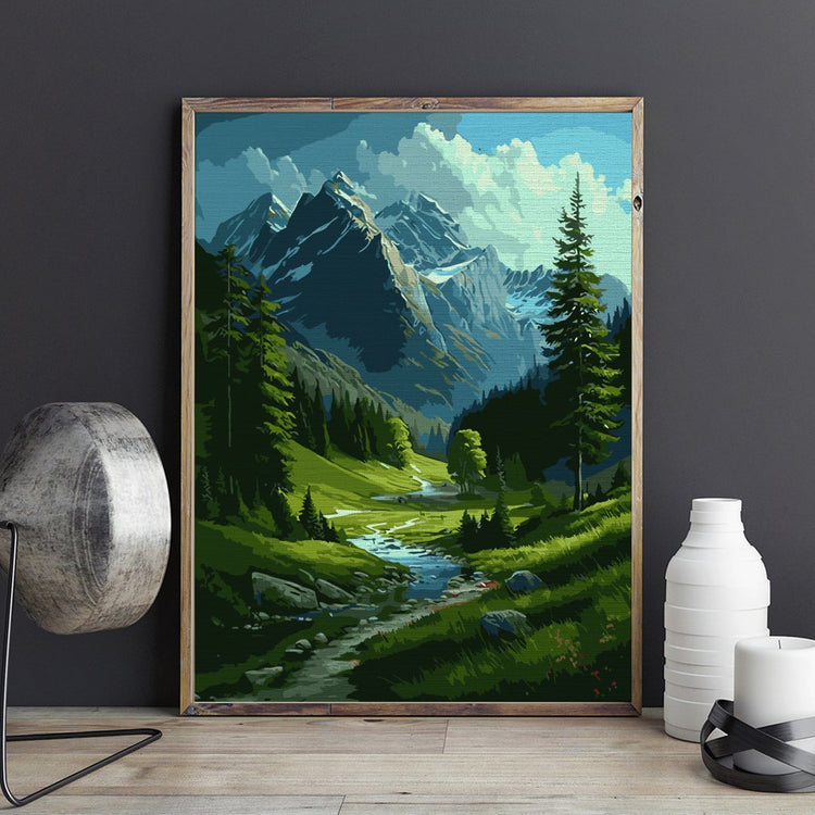 Izvor de munte (Mountain spring) - Pictură pe numere - Pictorul Fericit