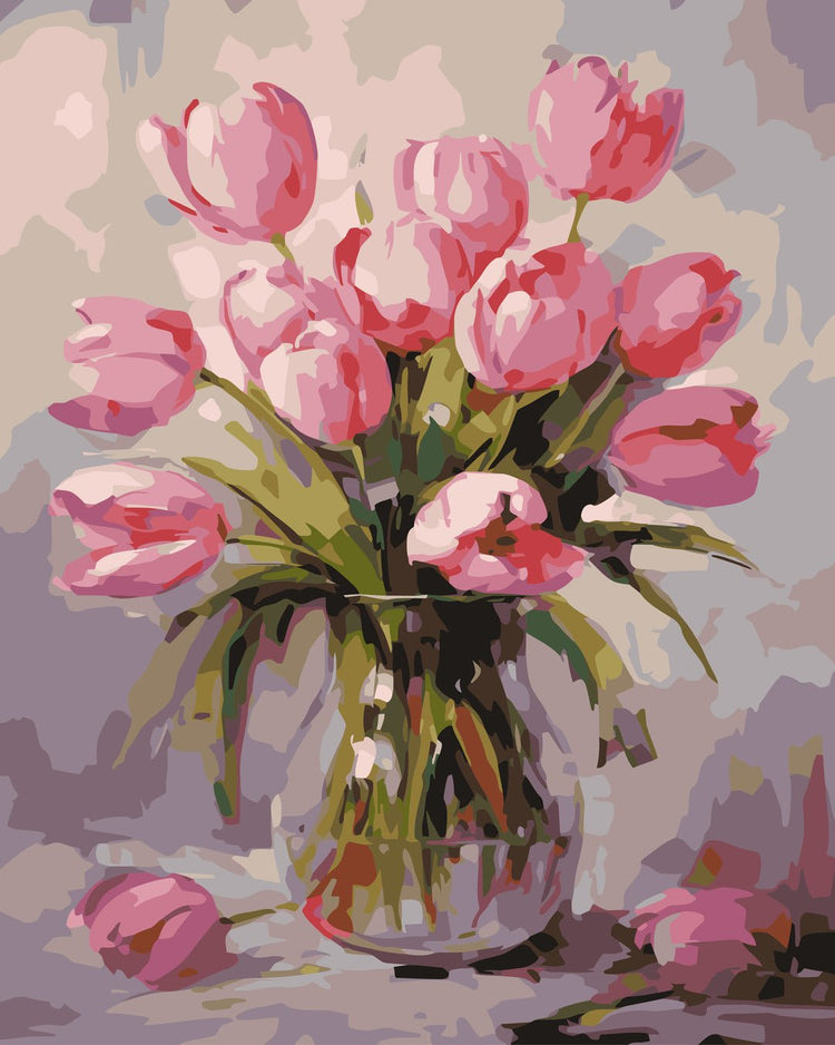 Lalele înflorite (Blooming tulips) - Pictură pe numere - Pictorul Fericit