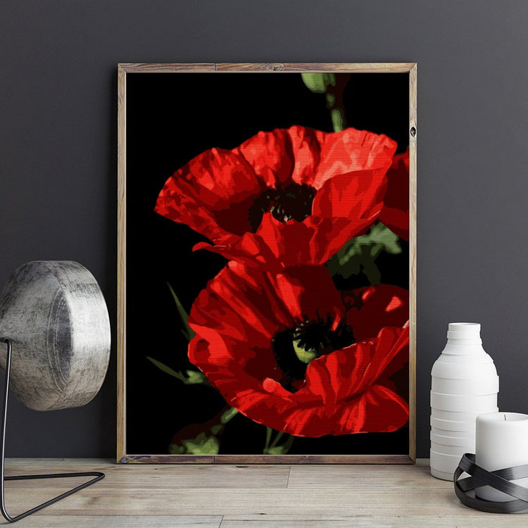 Maci roșii (The red poppies) - Pictură pe numere - Pictorul Fericit