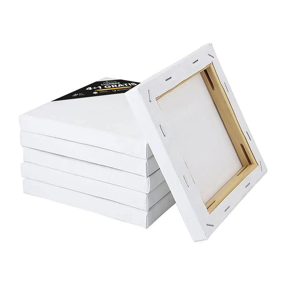 Pachet pânză albă pentru pictură 4 bucati, bumbac 100%, 312 gr/mp, Lumière, șasiu inclus, Fabricat în România - Pictorul Fericit