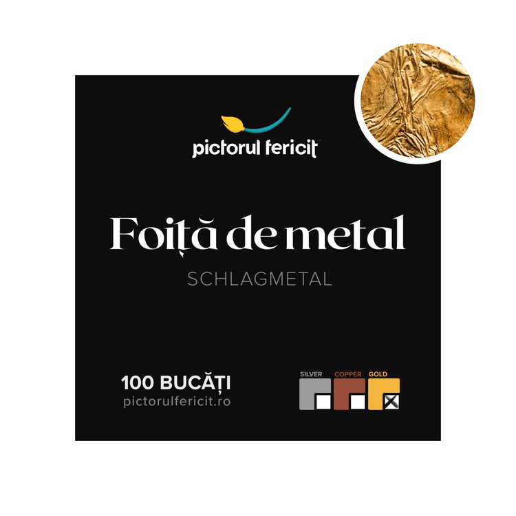Schlagmetal, foita aur imitatie, 16x16 cm - Pictorul Fericit