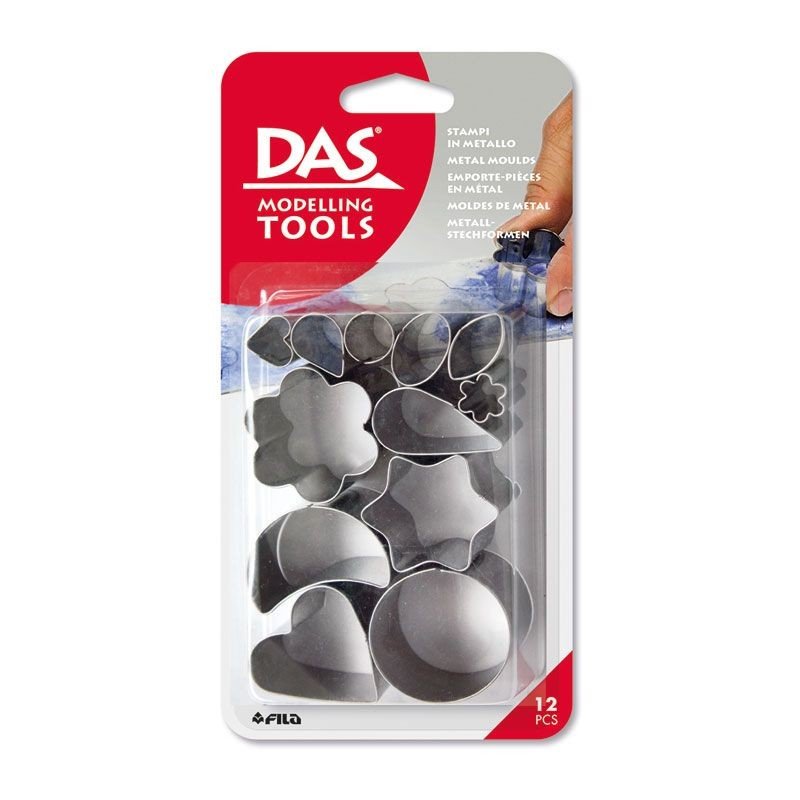 Set 12 matrițe DAS, pentru pastă de modelaj, metal, diverse forme - Pictorul Fericit