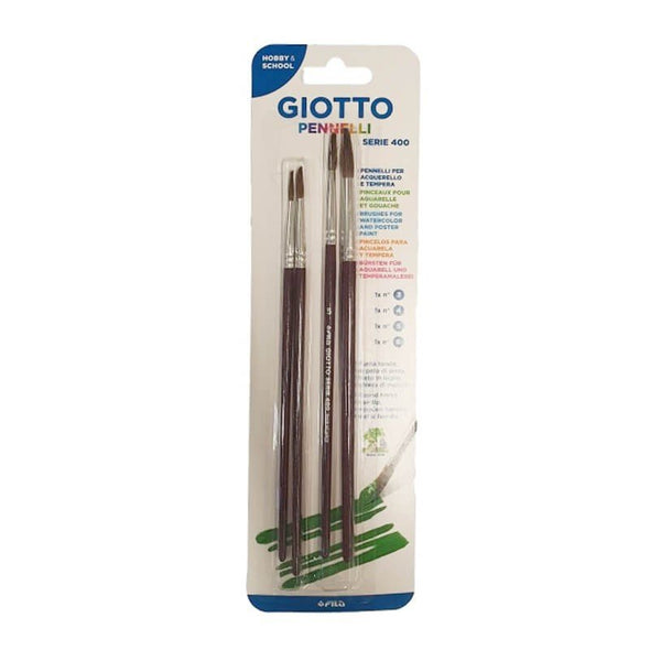 Set 4 pensule rotunde pentru pictura în acuarelă sau tempera, seria 400 Giotto - Pictorul Fericit