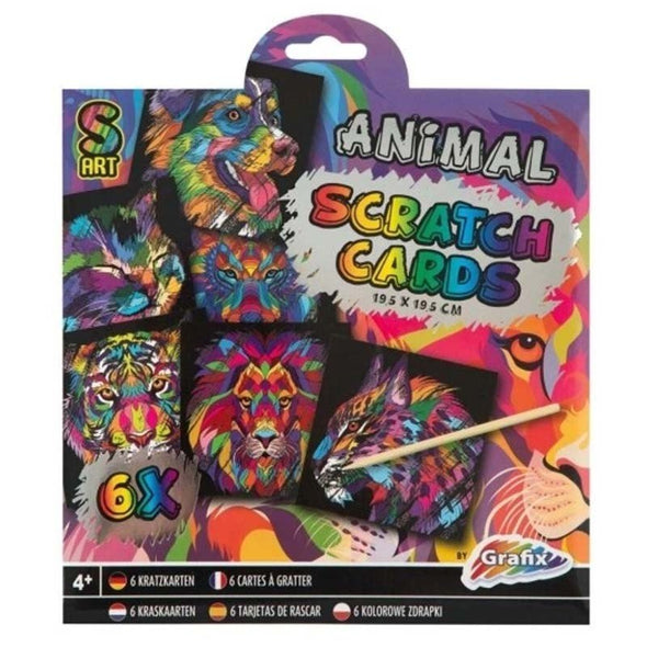 Set 6 cartoane de răzuit, animale colorate, Grafix, 4 ani + - Pictorul Fericit