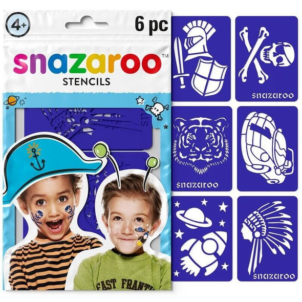 Set 6 șabloane Snazaroo pictură pe față/corp, pentru băieți, Adventure - Pictorul Fericit
