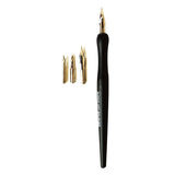 Set caligrafie Atelier, toc + 4 penițe diferite mărimi, corp negru ergonomic