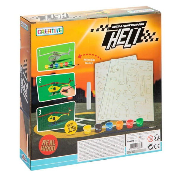 Set creativ de asamblare și pictare elicopter, din lemn, 5+, Grafix - Pictorul Fericit