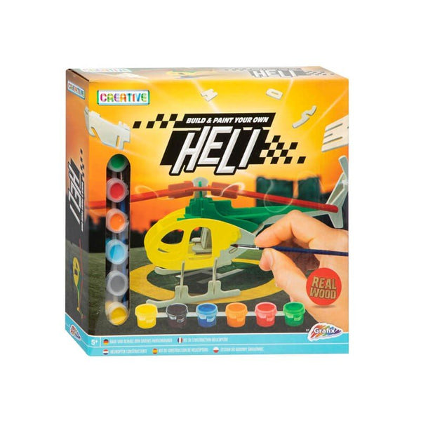 Set creativ de asamblare și pictare elicopter, din lemn, 5+, Grafix - Pictorul Fericit