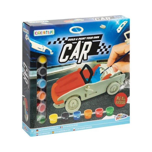 Set creativ din lemn, asamblare și pictare mașină de curse, Grafix - Pictorul Fericit