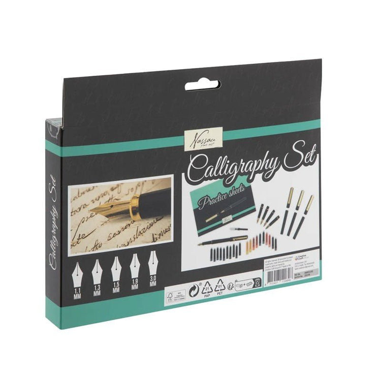 Set de caligrafie Nassau Fine Art, cu 35 accesorii - Pictorul Fericit